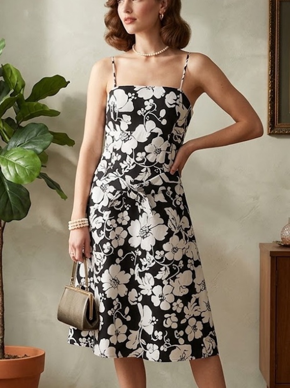 Vintage B Smart Floral Belted Dress